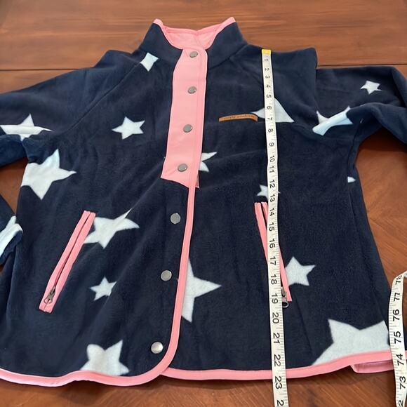 Simply Southern Navy Blue Star Print Fleece Jacket Woman Size Small Snap Front - Picture 6 of 10
